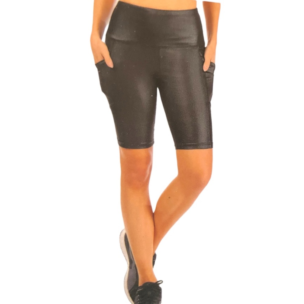 Bike Shorts 2 pairs Faux Leather Black & Chocolate Brown Lot Small